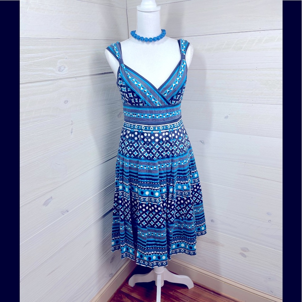 Jones New York Blue & White Print Sundress 8 FREE SHIP